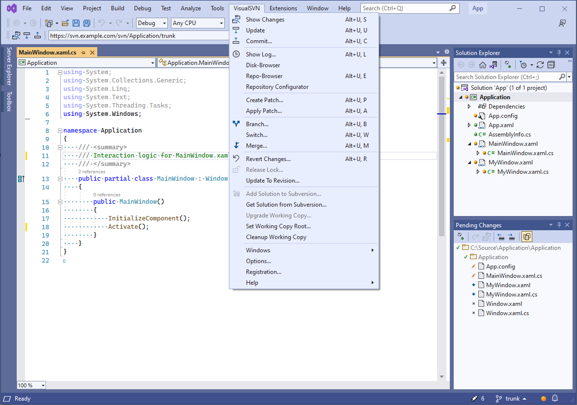 VisualSVN for Visual Studio 界面截图